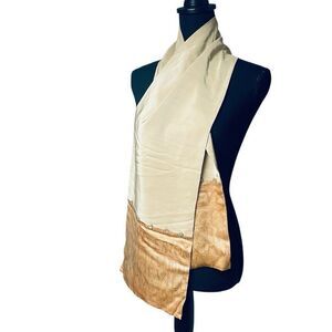 Jan Lindsay Vintage Tan Silk Blend Embellished Scarf